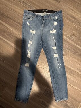 torrid Distressed Skinny Jeans in Medium Blue Wash